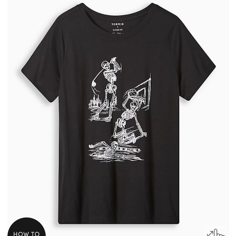Plus Size Torrid Black Skeleton Everyday Tee NWT